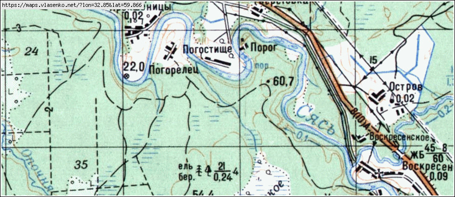 Карта ПОГОСТИЩЕ, Ленинградская область, Волховский район