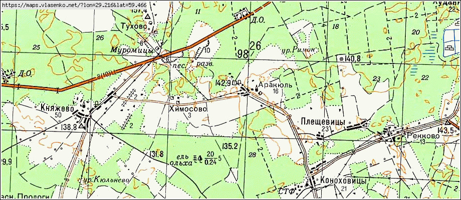 Карта АРАКЮЛЬ, Ленинградская область, Волосовский район