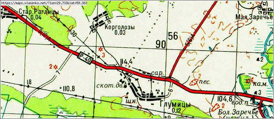 Карта ГЛУМИЦЫ, Ленинградская область, Волосовский район