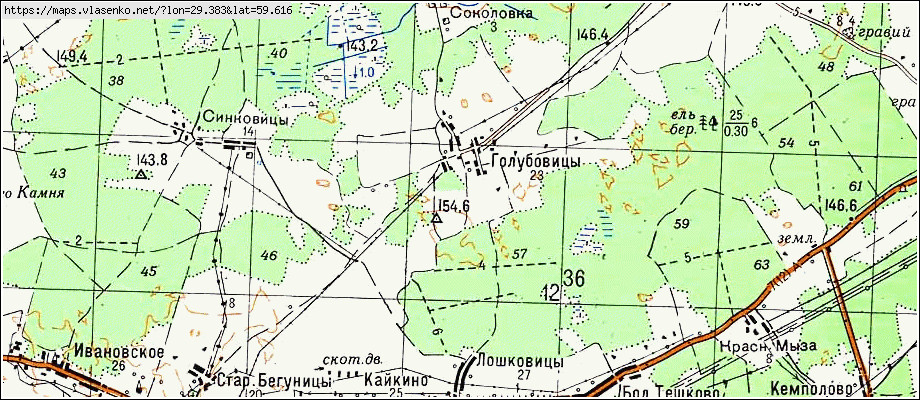 Карта ГОЛУБИЦЫ, Ленинградская область, Волосовский район
