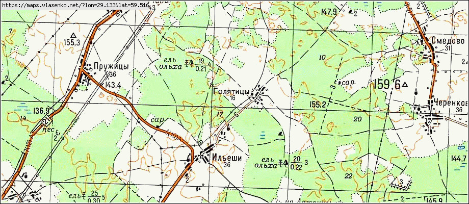 Карта ГОЛЯТИЦЫ, Ленинградская область, Волосовский район
