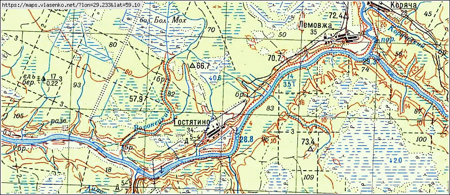 Карта ГОСТЯТИНО, Ленинградская область, Волосовский район