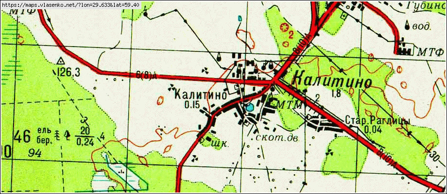 Карта КАЛИТИНО, Ленинградская область, Волосовский район