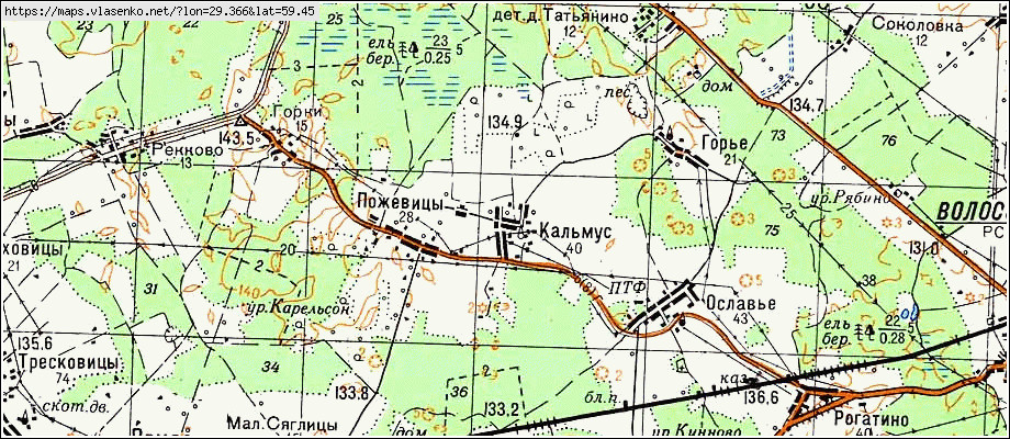 Карта КАЛЬМУС, Ленинградская область, Волосовский район