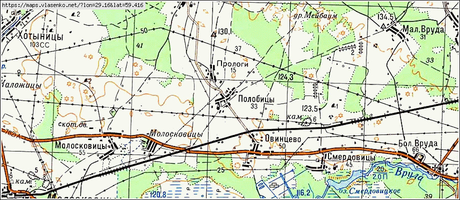 Карта КАЛОЖИЦЫ, Ленинградская область, Волосовский район