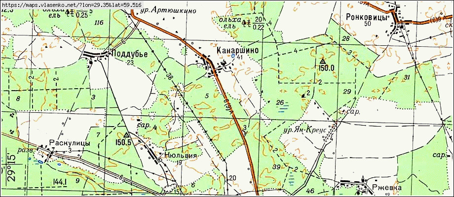 Карта КАНАРШИНО, Ленинградская область, Волосовский район