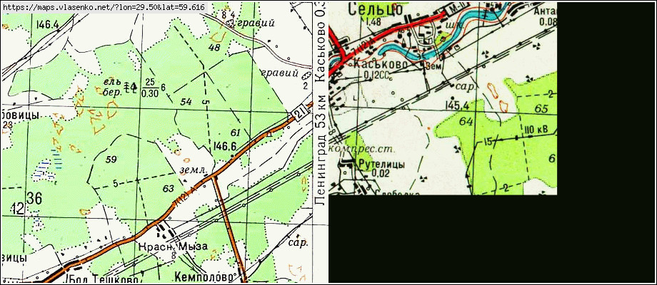 Карта КАСЬКОВО, Ленинградская область, Волосовский район