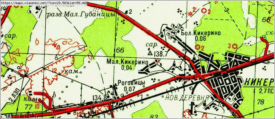 Карта КИКЕРИНО, Ленинградская область, Волосовский район