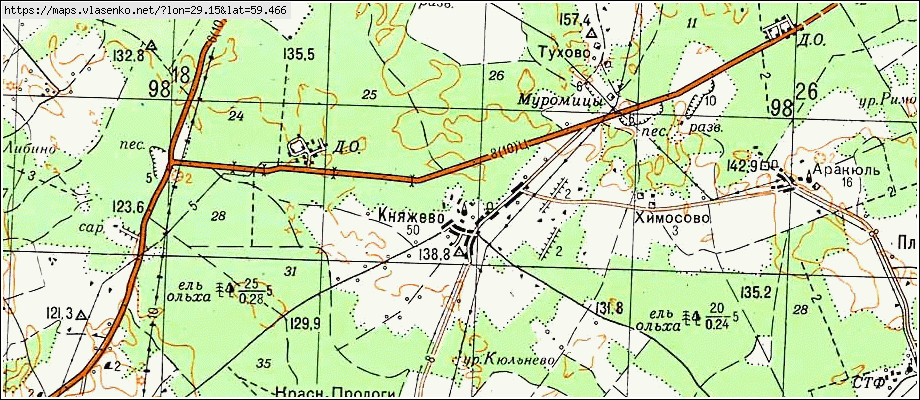 Карта КНЯЖЕВО, Ленинградская область, Волосовский район