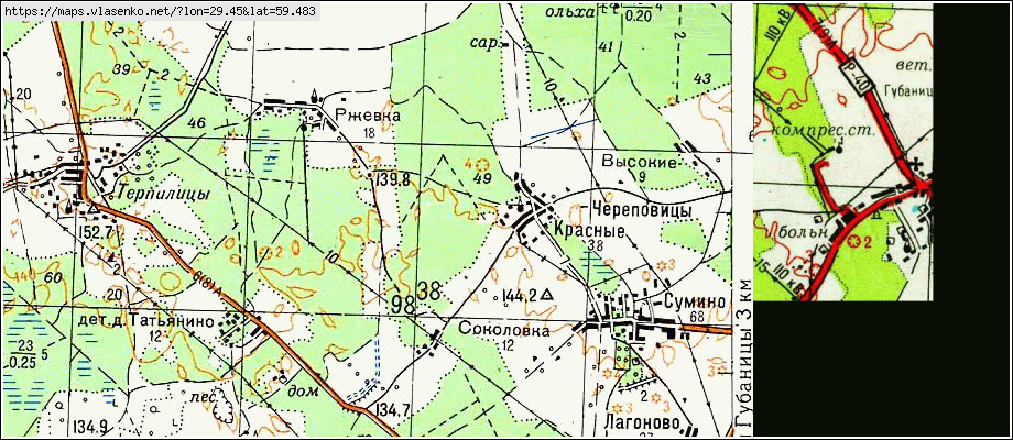 Карта КРАСНЫЕ-ЧЕРЕПОВИЦЫ, Ленинградская область, Волосовский район