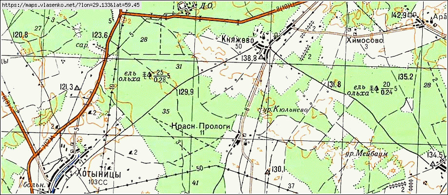 Карта КРАСНЫЕ ПРОЛОГИ, Ленинградская область, Волосовский район