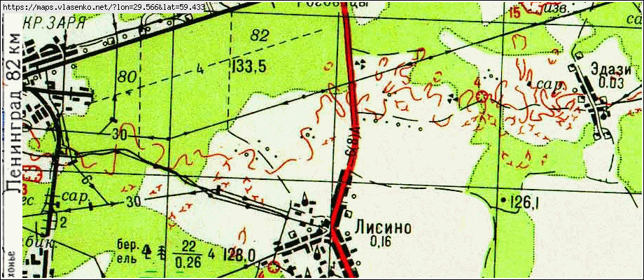 Карта ЛИСИНО, Ленинградская область, Волосовский район