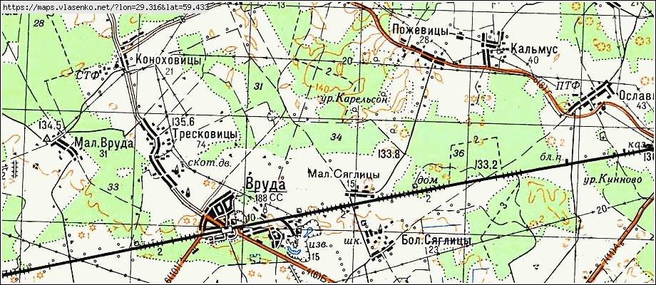 Карта МАЛЫЕ СЯГЛИЦЫ, Ленинградская область, Волосовский район