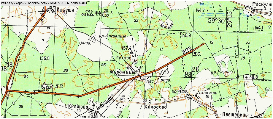 Карта МУРОМИЦЫ, Ленинградская область, Волосовский район
