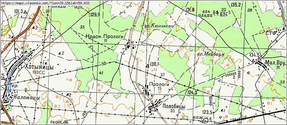 Карта ПРОЛОГИ, Ленинградская область, Волосовский район