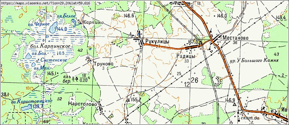 Карта РУКУЛИЦЫ, Ленинградская область, Волосовский район