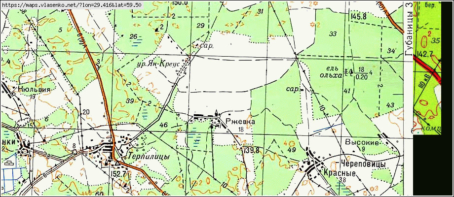 Карта РЖЕВКА, Ленинградская область, Волосовский район