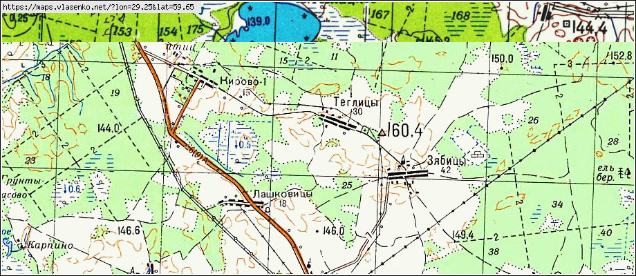 Карта ТЕГЛИЦЫ, Ленинградская область, Волосовский район