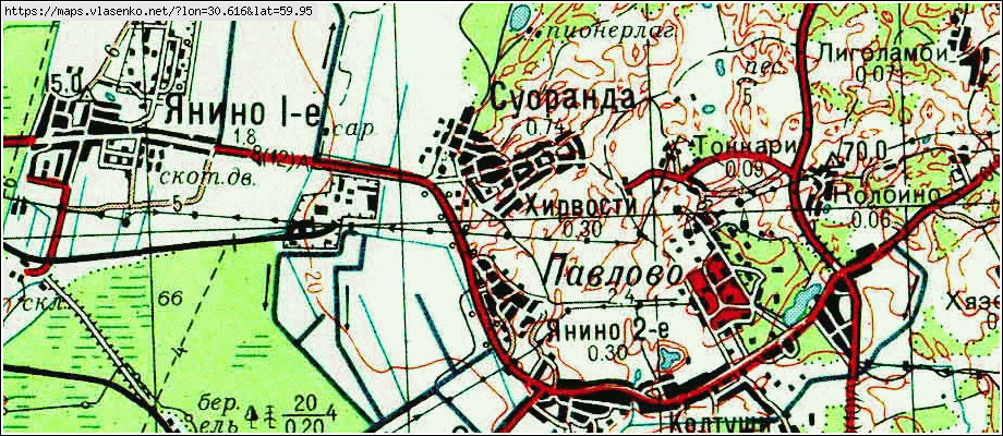 Карта ХИРВОСТИ, Ленинградская область, Всеволожский район