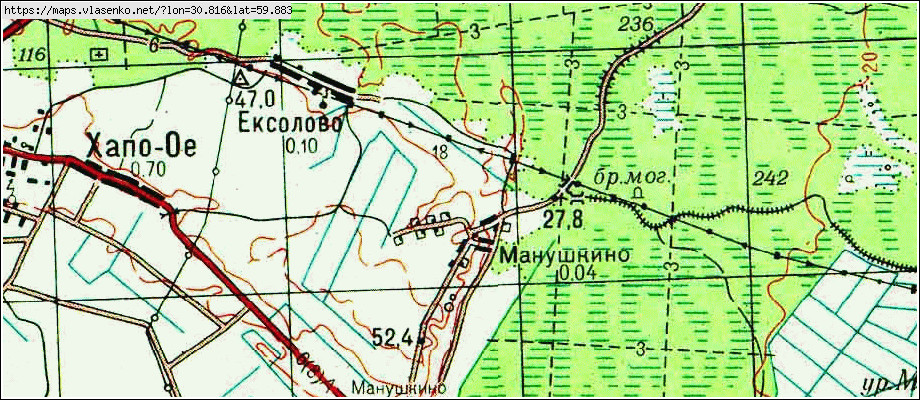 Карта МАНУШКИНО, Ленинградская область, Всеволожский район