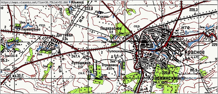 Карта краснинского района