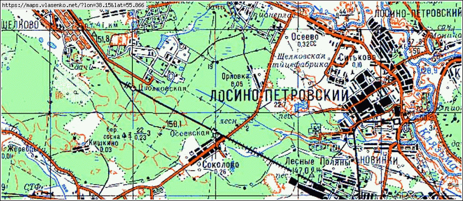 Карта щелковского района московской области с населенными