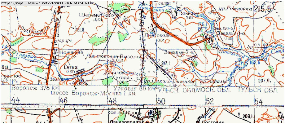 Карта каширского района московской области с деревнями и дорогами