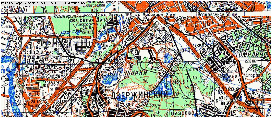 Карта КОТЕЛЬНИКИ, Московская область, Люберецкий район