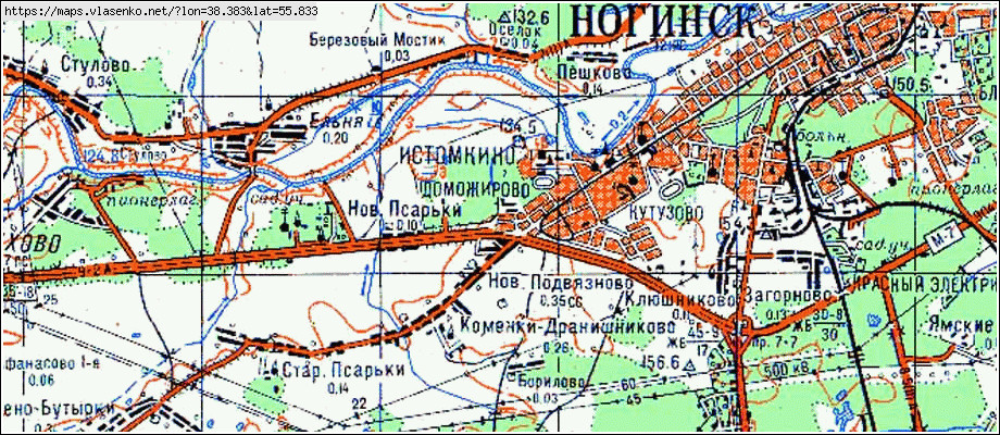 Ногинский район карта с деревнями