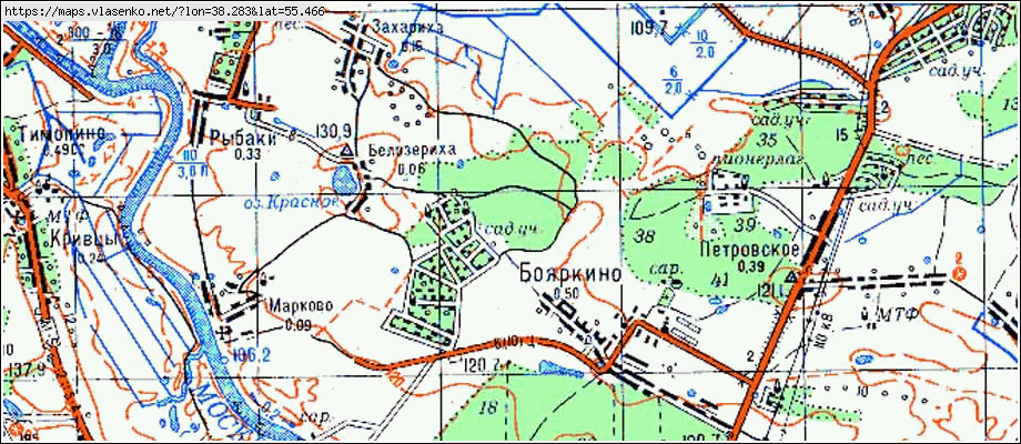 Карта водоемов воскресенского района