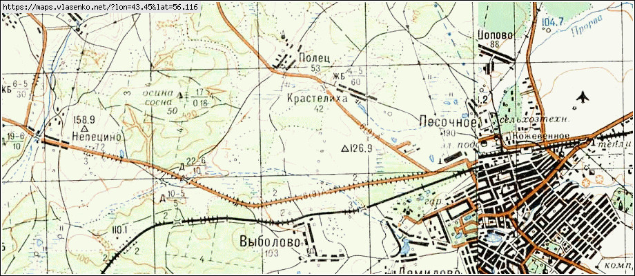 Карта богородского района нижегородской области с населенными пунктами подробная