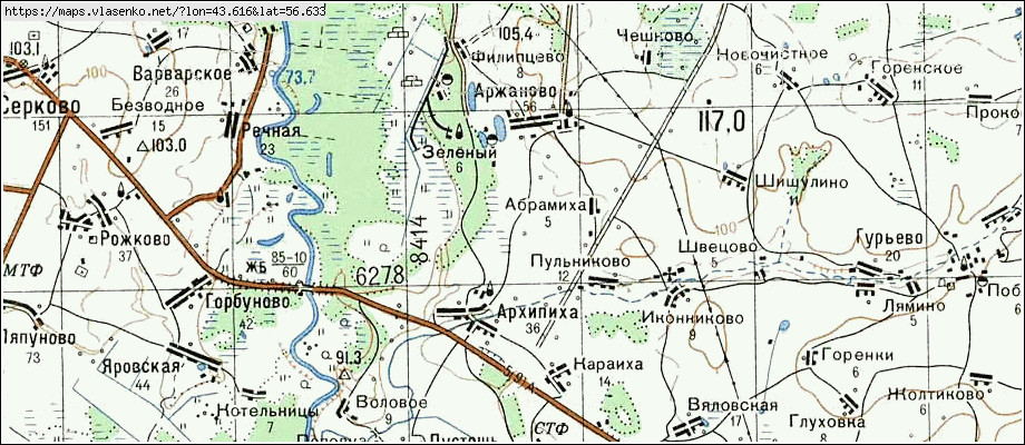 Топографическая карта городецкого района нижегородской области