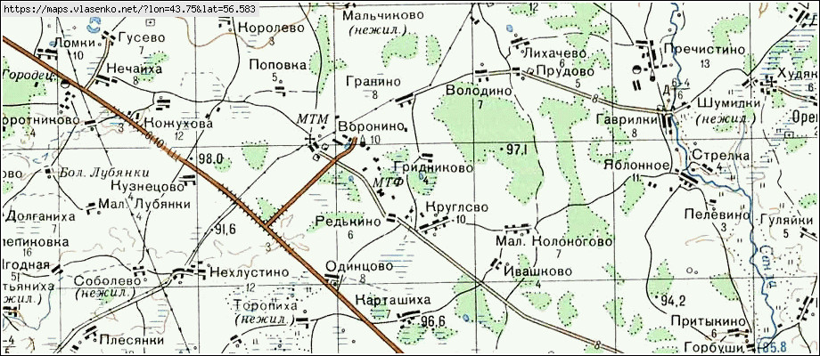 Топографическая карта городецкого района нижегородской области