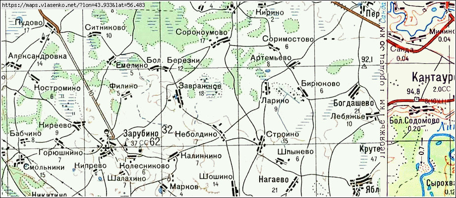 Карта городецкого района нижегородской области с деревнями и дорогами