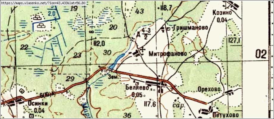 Топографическая карта городецкого района