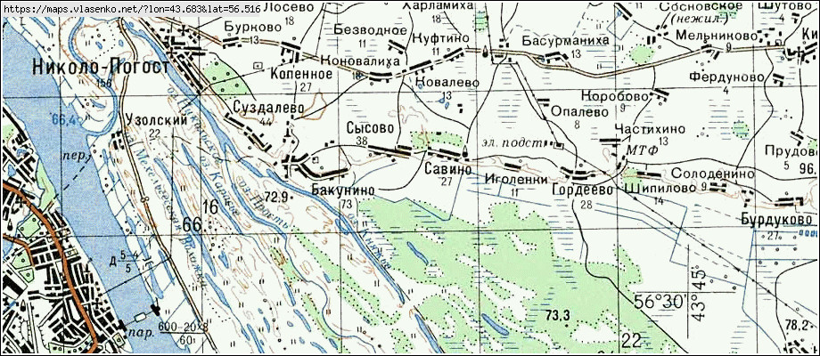 Городецкий район нижегородской области подробная карта с населенными пунктами