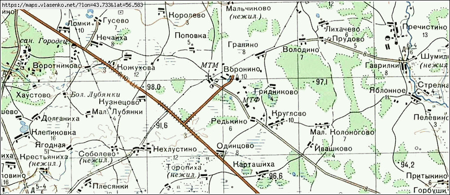 Городецкий район нижегородской области подробная карта с населенными пунктами