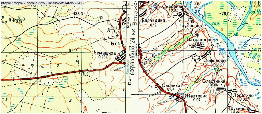 Карта краснобаковского района