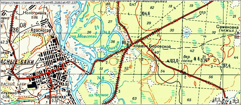 Карта краснобаковского района нижегородской области с деревнями