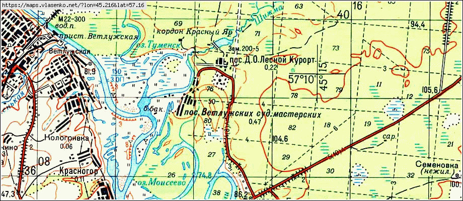 Карта краснобаковского района нижегородской области с деревнями