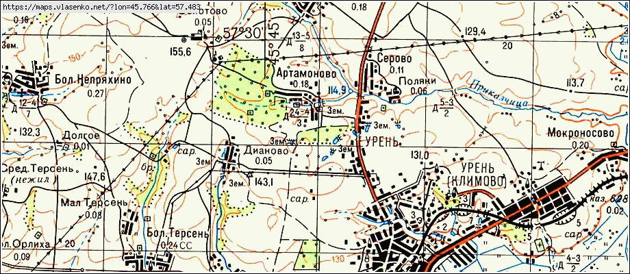 Карта нижегородской области уренского района нижегородской области