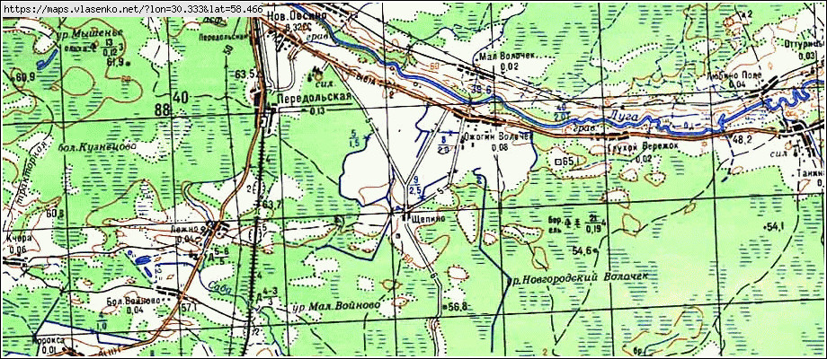 Карта ЩЕПИНО, Новгородская область, Батецкий район