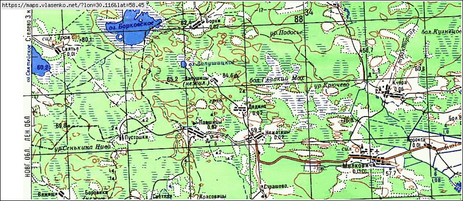 Карта ДЕДИНО, Новгородская область, Батецкий район
