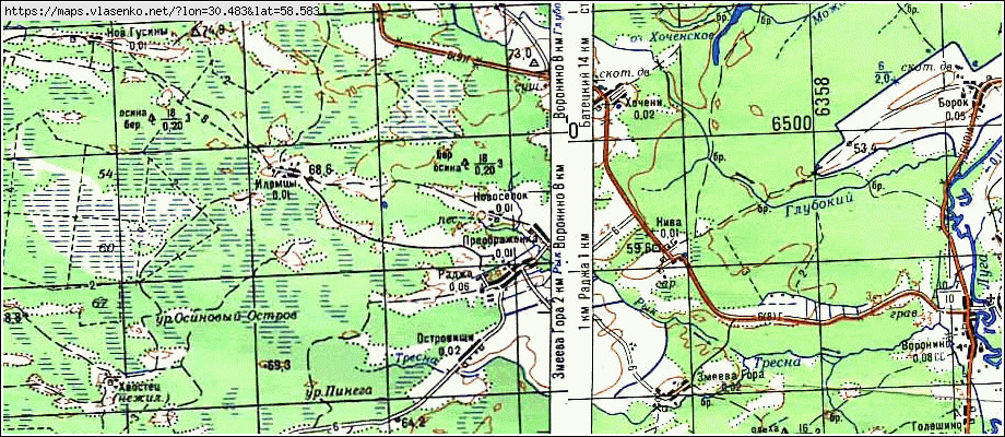 Карта НОВОСЕЛОК, Новгородская область, Батецкий район