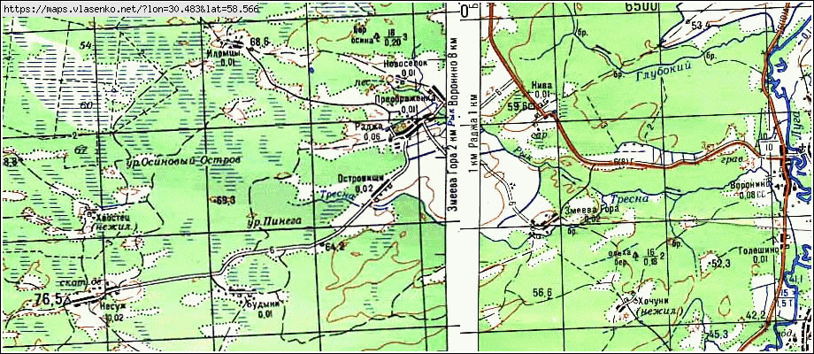 Карта ОСТРОВИЩЕ, Новгородская область, Батецкий район