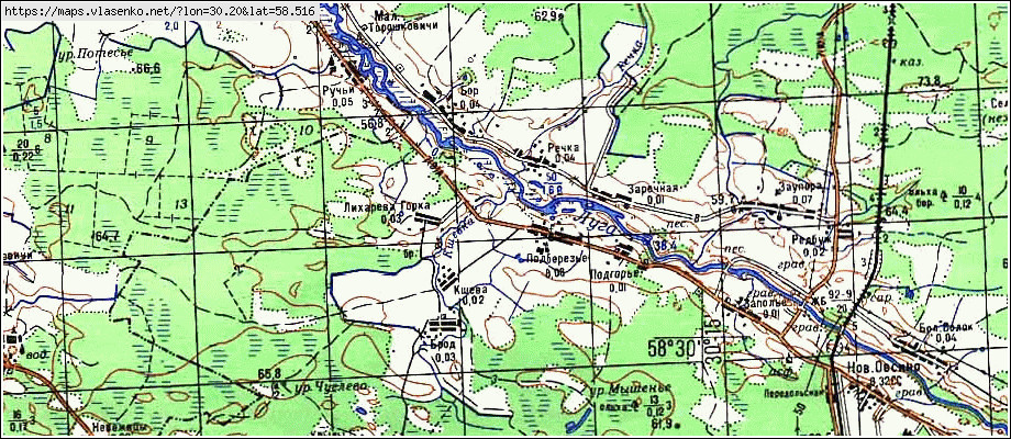 Карта РЕЧКА, Новгородская область, Батецкий район