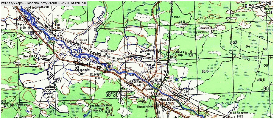 Карта батецкого района новгородской области с деревнями и дорогами