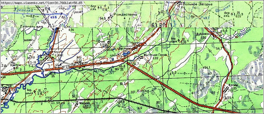 Карта батецкого района новгородской области с деревнями и дорогами