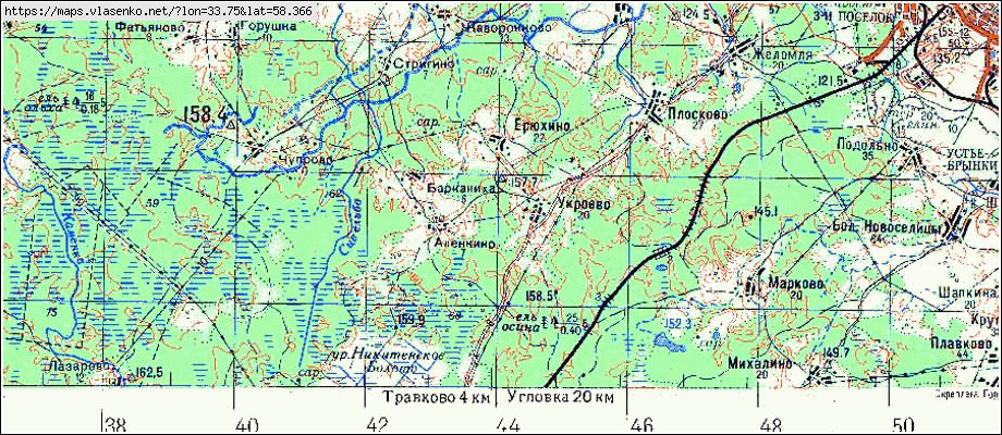 Карта ЕРЮХИНО, Новгородская область, Боровичский район