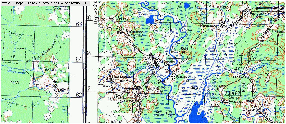 Карта ИЗОНИНО, Новгородская область, Боровичский район